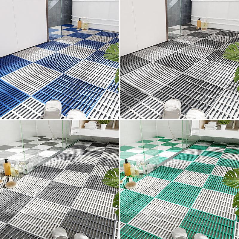 New Striped Bathroom TPE Anti-Fall Floor Mat Stitching Non-Slip Mat Water-Proof Waterproof Hollow out Mat Bathroom Floor Mat