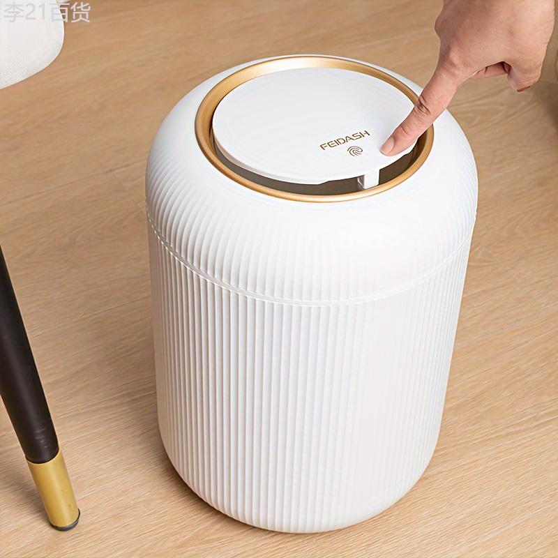 Elegant Large-Capacity Trash Can with Lid - Durable Plastic, Round Design for Living Room, Kitchen, Bedroom, Bathroom - Stylish Home Storage Solution