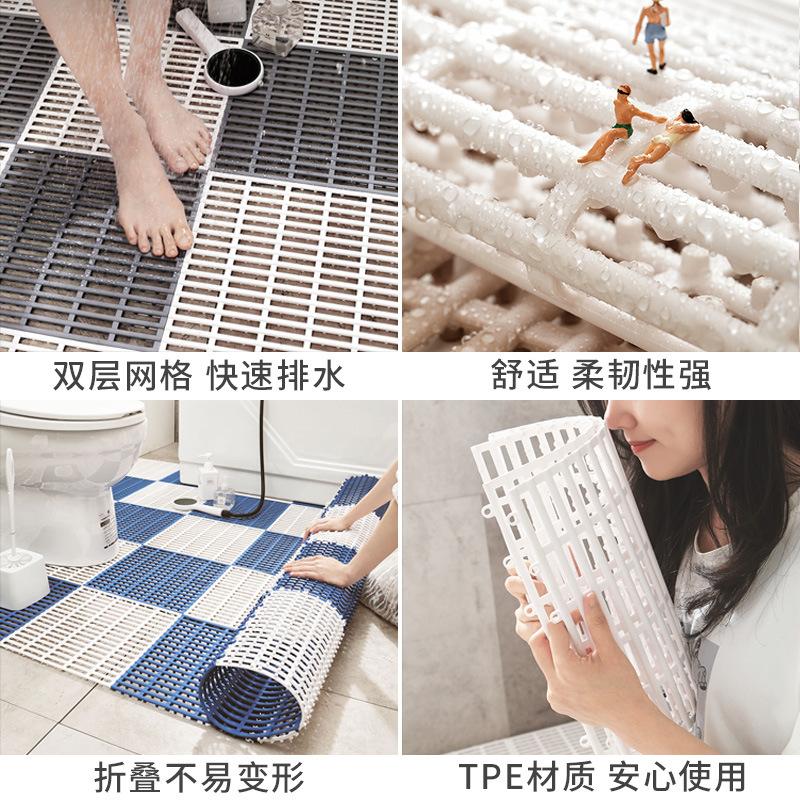 New Striped Bathroom TPE Anti-Fall Floor Mat Stitching Non-Slip Mat Water-Proof Waterproof Hollow out Mat Bathroom Floor Mat