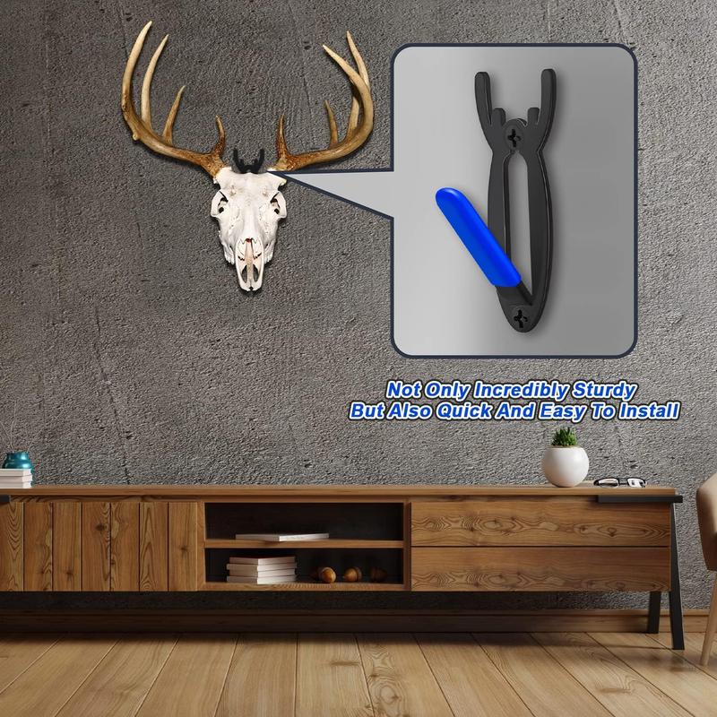 6 Pcs European Mount Skull Hanger European Style Antler Deer Skull Wall Mount Organiser Stainless Steel Decorative Installation Hangable Hook