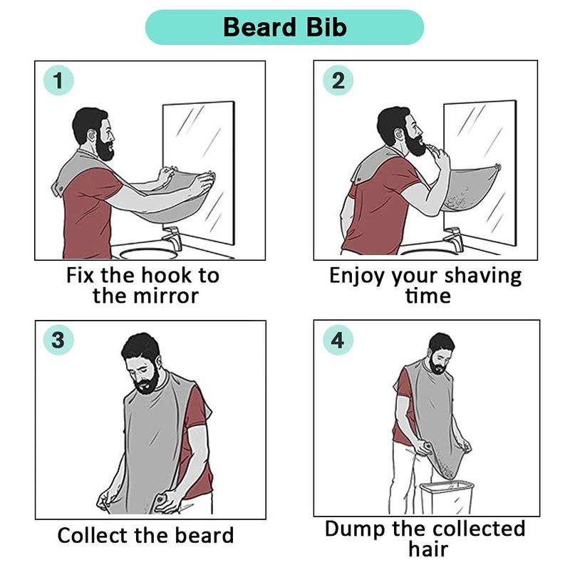 Beard Bib Beard Apron, Beard Catcher for Men Shaving and Trimming, Non-Stick Beard Cape  Cloth, with 3 Suction Cups,  Gifts for Father's Day,Valentine's Day,Christmas