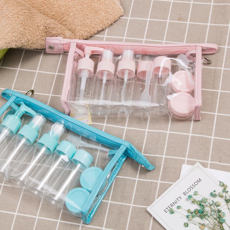 Travel Makeup Bottle Set with Storage Bag, 11pcs set Portable Leak Proof Toiletry Container Set, Clear Cosmetic Container for Lotion, Shampoo, Cream, Soap