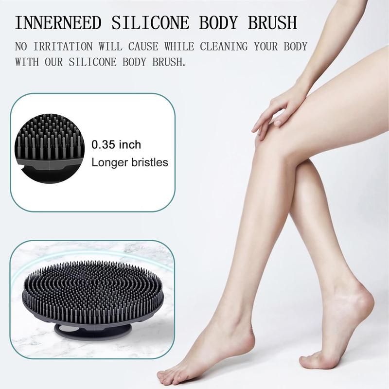 Soft Silicone Body Scrubber Shower Brush Handheld Cleansing Skin Brush, Gentle Exfoliating and Lather Well