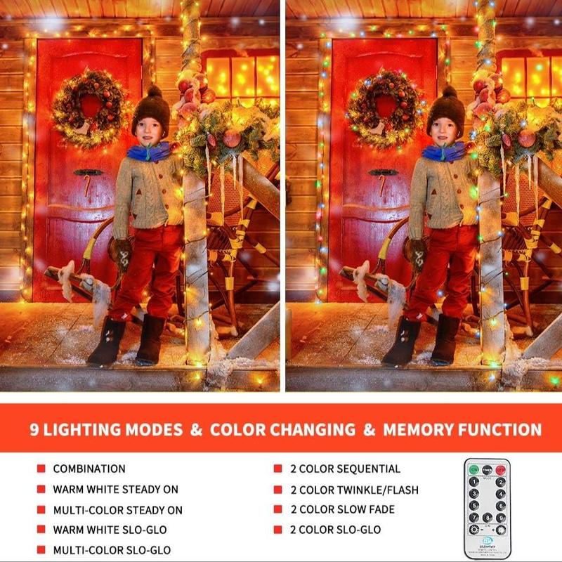 300LED Christmas Tree Light, 1 Count 108ft Expandable String Light with Remote Control, Waterproof Flashing Fairy Light, Party Decoration Supplies