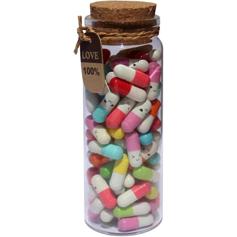 Cute Capsules in a Glass Bottle Lovely Notes Couples Gifts for Him Her Boyfriend Girlfriend Mom Birthday Anniversary Valentines Mothers Day Gifts (Mixed Color 90pcs)