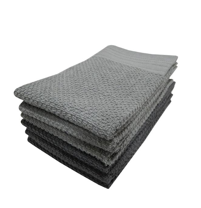 stays 6-Piece Bar Mop Kitchen Towel Set, Solid Grey