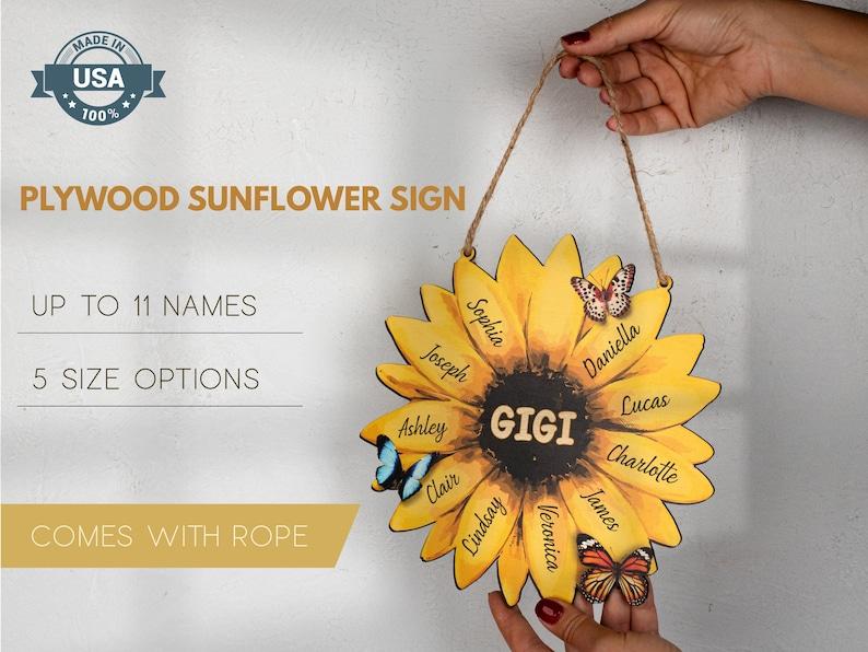 Sunflower Mom Sign Personalized, Sunflower Mom Sign with Kids Names, Wall Décor, Christmas Gifts, Gift for Mom, Sunflower Mom and Grandma