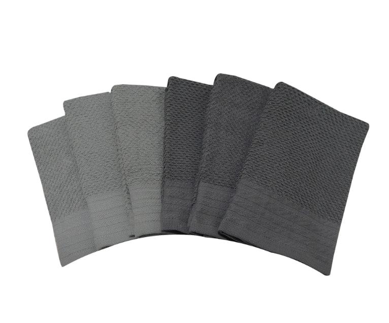 stays 6-Piece Bar Mop Kitchen Towel Set, Solid Grey