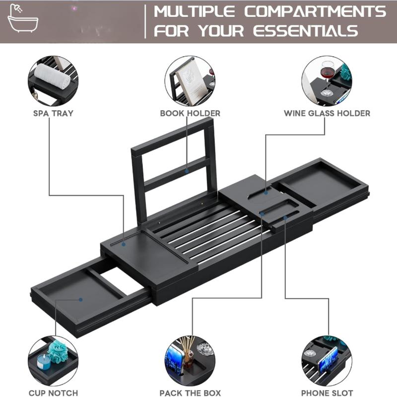 Expandable Bamboo Bathtub Tray - Waterproof Bathroom Caddy, Ideal Bath Caddy for Home Spa Experience, Perfect Gift for Loved Ones