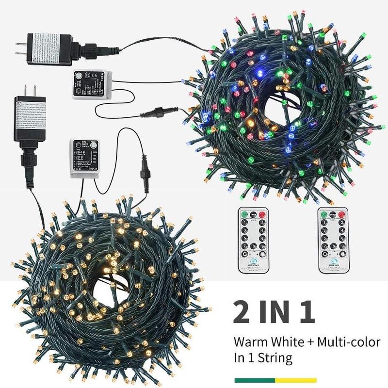 300LED Christmas Tree Light, 1 Count 108ft Expandable String Light with Remote Control, Waterproof Flashing Fairy Light, Party Decoration Supplies