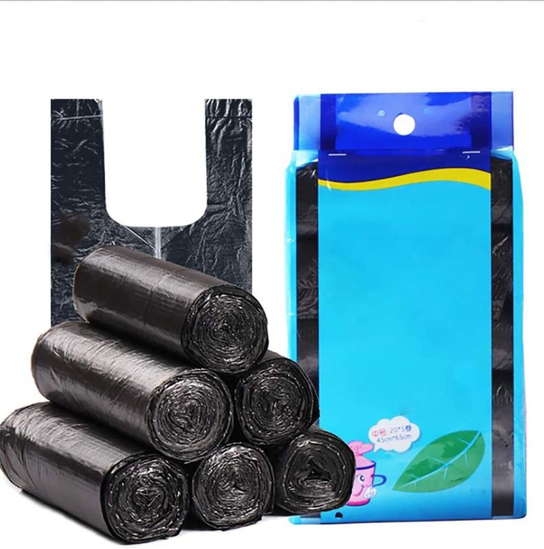 Kitchen Garbage Bags and Black Trash Bag, 100 Counts 4 Gallon 45x60Cm Kitchen Trash Bags with Handles for Bathroom Trash Bags, Small Trash Bags, Contractor Bags (100pcs Black 45x60CM) Plastic