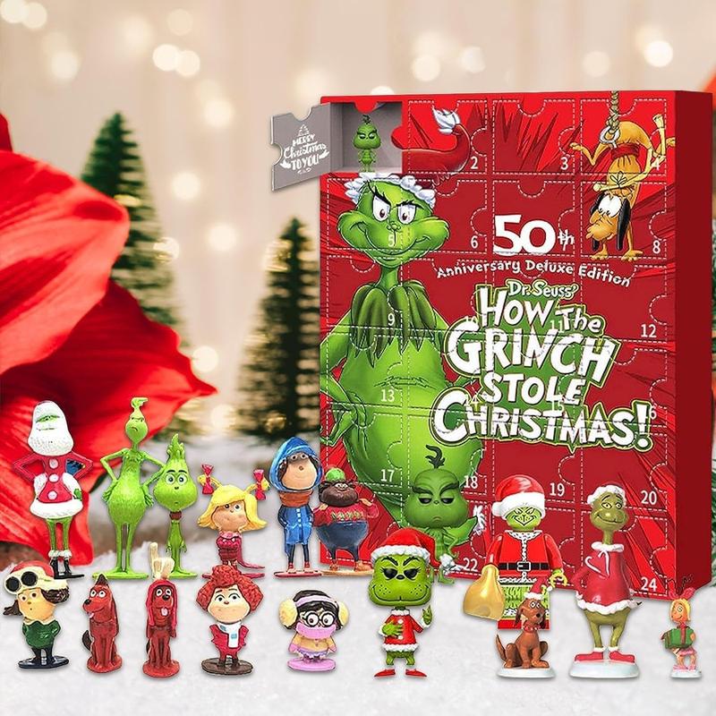 Christmas Advent Calendar 2024, Christmas Figures Advent Calendar, 24PC Cute Cartoon Elf Figures Doll Christmas Countdown Calendar for Kids Doll Collectible Figures Gift