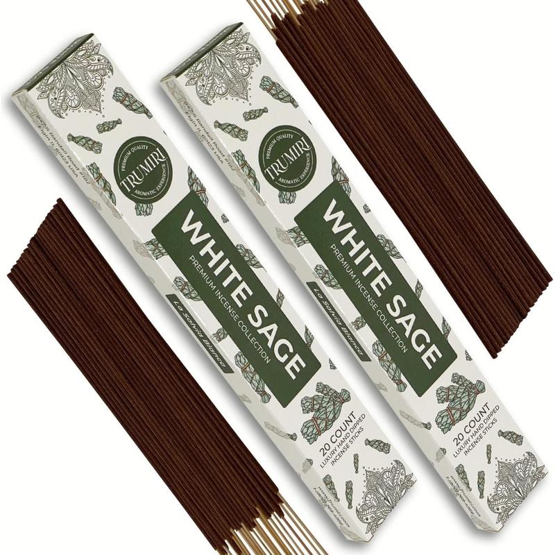 White Sage Incense Sticks for Cleansing - Total 40 Insence-Sticks - Dual Pack of 20 Insense - Inciensos - Inscents - Natural Non Toxic Ingredients - Incents - Incence - Inscense - Insents