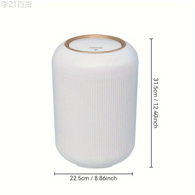 Elegant Large-Capacity Trash Can with Lid - Durable Plastic, Round Design for Living Room, Kitchen, Bedroom, Bathroom - Stylish Home Storage Solution