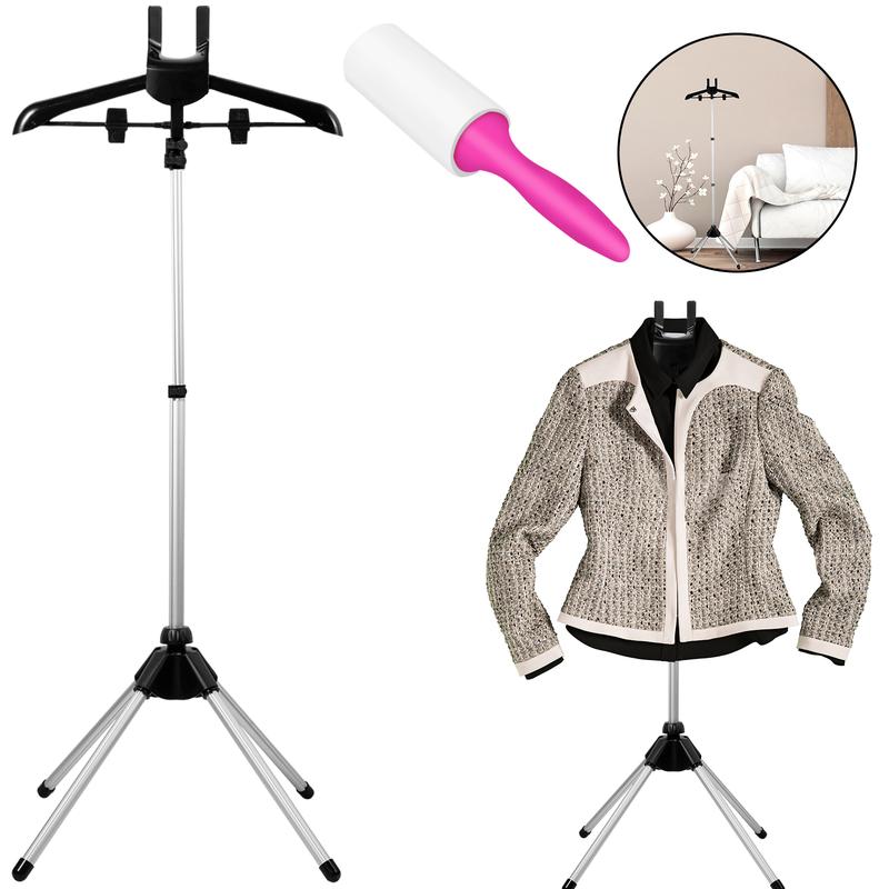 Steamer Stand Telescopic Garment Steamer Rack Height Adjustable Clothes Steamer Holder Foldable Garment Steamer Clothes Rack Portable Standing Garment Hanger with Non Slip Mat for Home Steam Ironing