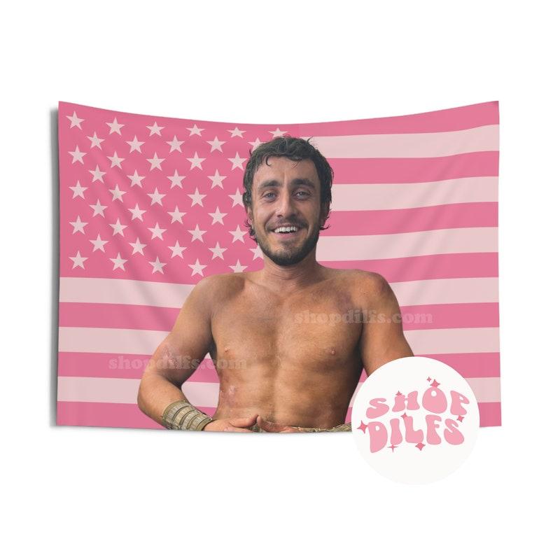 Paul Mescal Gladiator 2 Pink Wall Tapestry American Flag D2YC