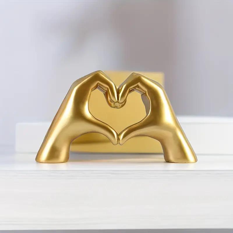 Creative Heart Shaped Hand Gesture Statue, 1 Count Exquisite Modern Desktop Ornament, Decorative Figurine for Home Office Desktop Bookshelf Wine Cabinet Display