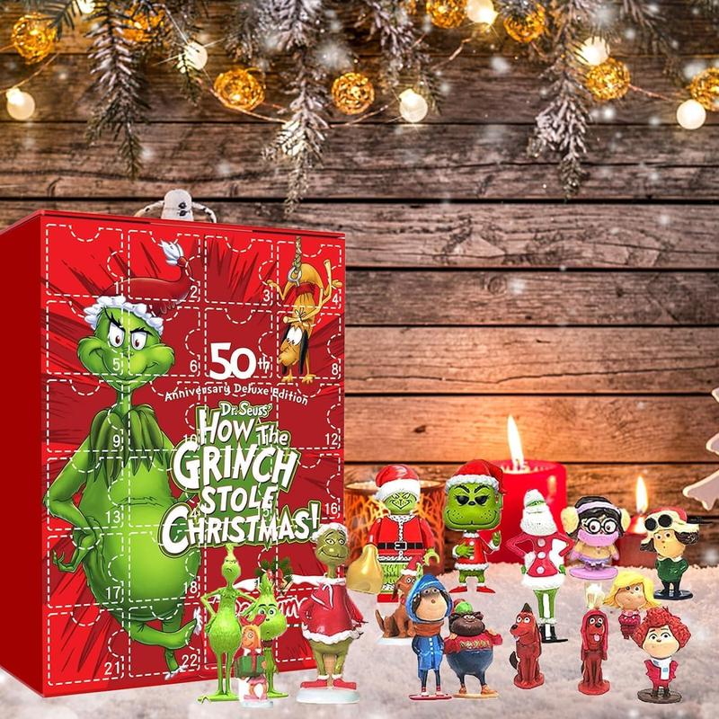 Christmas Advent Calendar 2024, Christmas Figures Advent Calendar, 24PC Cute Cartoon Elf Figures Doll Christmas Countdown Calendar for Kids Doll Collectible Figures Gift