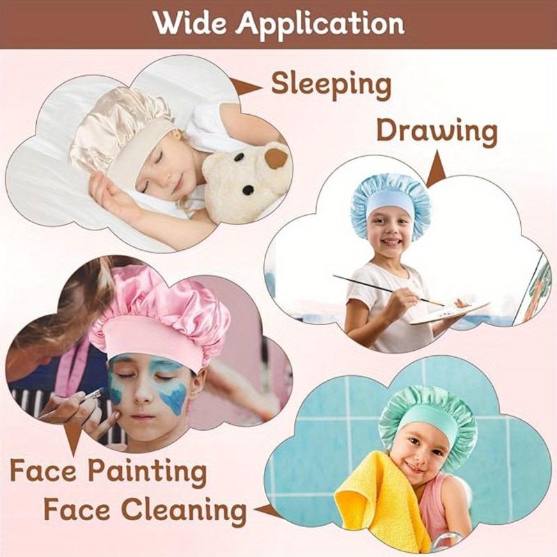 4 Pieces Adjustable Soft Children's Sleep Cap, with 6 Hair Ring, Cartoon Elasticated Shower Caps for Children