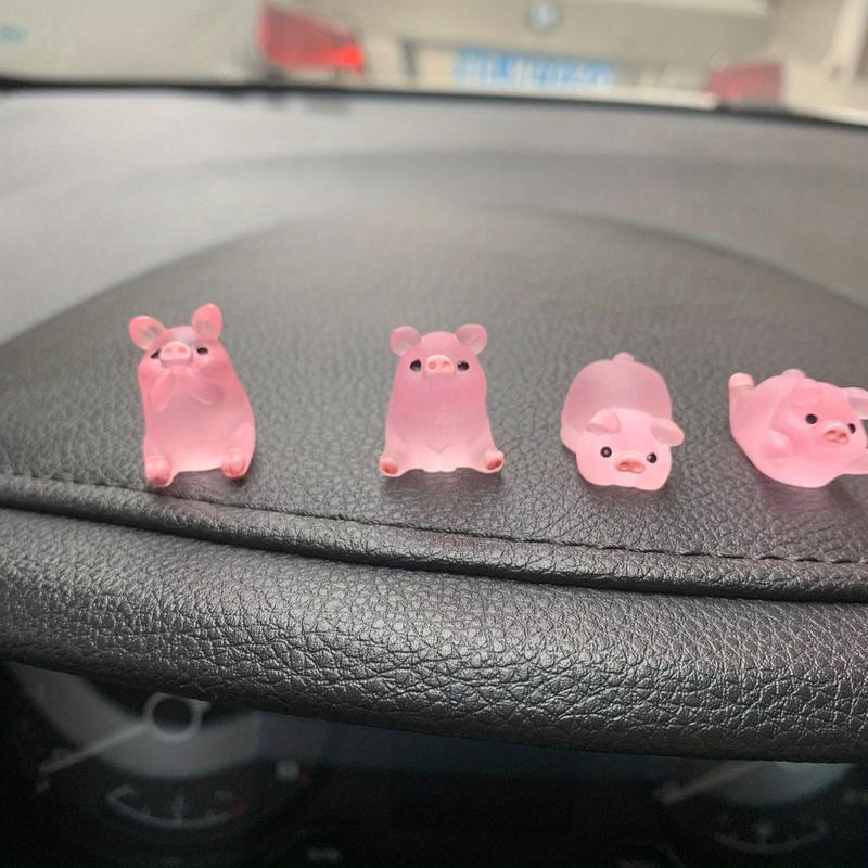 Room Decor Luminous Cute Mini Pig Decoration Ornament, 6 Counts Creative Resin Decoration Figurine, Summer Modern Decorative Statue for Living Room, Office Desktop, Cabinets and Car, Bedroom Decor, Boyfriend Gifts