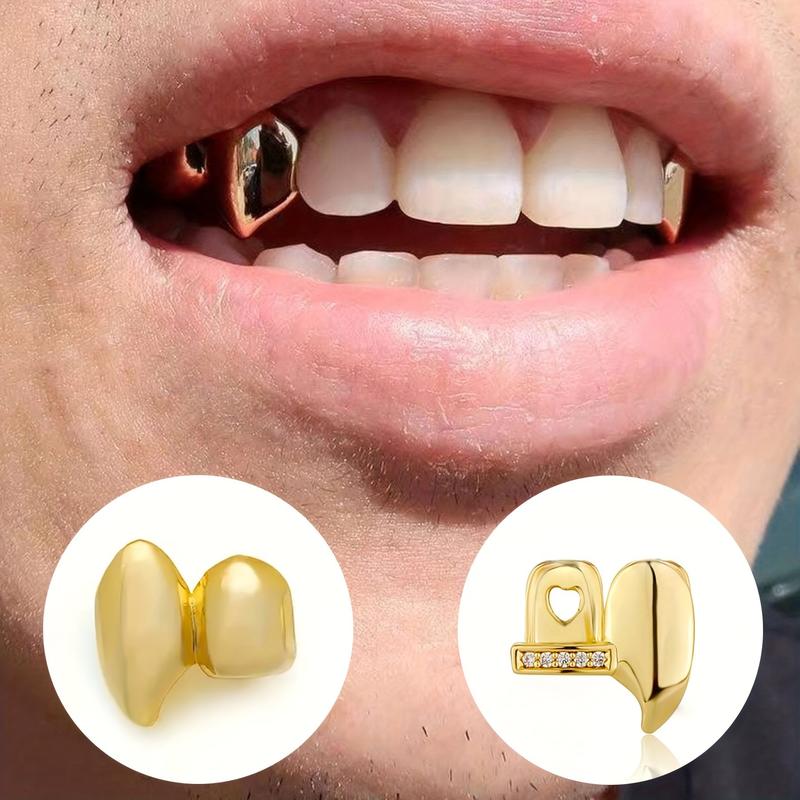 Vampire Teeth Costume - gold and silver vampire dentures grill decoration, used for cosplay party props Halloween party costume