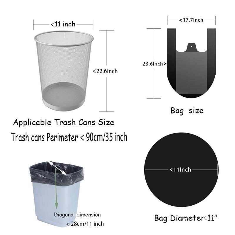 Kitchen Garbage Bags and Black Trash Bag, 100 Counts 4 Gallon 45x60Cm Kitchen Trash Bags with Handles for Bathroom Trash Bags, Small Trash Bags, Contractor Bags (100pcs Black 45x60CM) Plastic