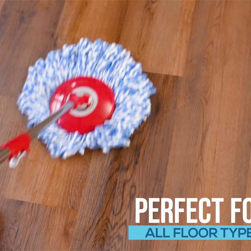 Microfiber Spin Mop & Bucket Floor Cleaning System Refills, Red Gray  3 Microfiber Mop Heads