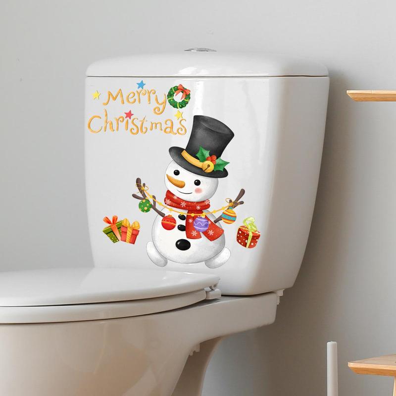 Snowman Pattern Toilet Sticker, 1 Count Self Adhesive Toilet Lid Decal, Toilet Lid Decorative Sticker, Home Decor for Bathroom, Party Supplies