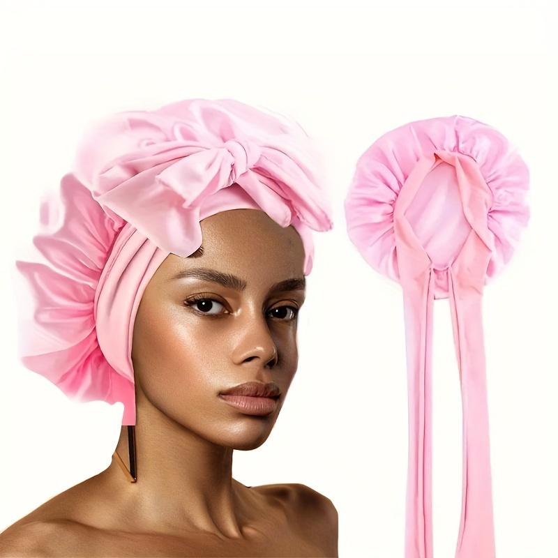 2Pcs Lace Headscarf Waterproof Satin Bath Cap Elegant Bow Tie Elastic Sleep Comfortable Hand Feel Comfortable Body And Mind Pleasure Night Cap Lightweight Reusable Shower Cap