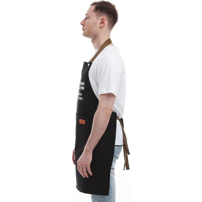 Father's Day Gifts for Dad, Gifts for Husband, Boyfriend, Brother, Men Unique Birthday Gifts, Funny Gifts for Mom, Dad Gifts From Daughter Son – BBQ Cooking Chef Apron 3 Pockets, Kitchen Gifts Christmas Accessory Adjustable Baking Cotton Grandpa