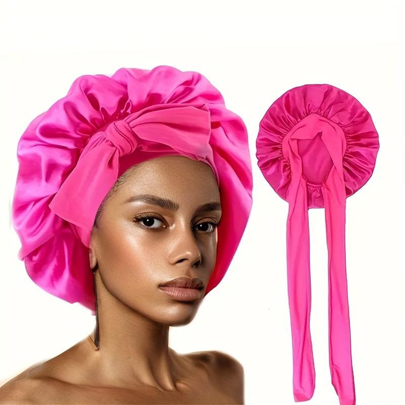 2Pcs Lace Headscarf Waterproof Satin Bath Cap Elegant Bow Tie Elastic Sleep Comfortable Hand Feel Comfortable Body And Mind Pleasure Night Cap Lightweight Reusable Shower Cap