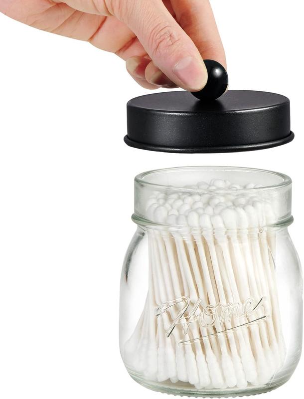 Bathroom Decor  Organizers and Storage Qtip Holder Bathroom Set Vanity Mason Jars for  Cotton Swabs, Balls, Cotton Pads Stainless Tin Bottles Glass