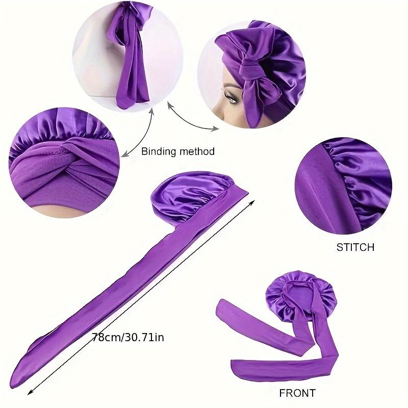 2Pcs Lace Headscarf Waterproof Satin Bath Cap Elegant Bow Tie Elastic Sleep Comfortable Hand Feel Comfortable Body And Mind Pleasure Night Cap Lightweight Reusable Shower Cap