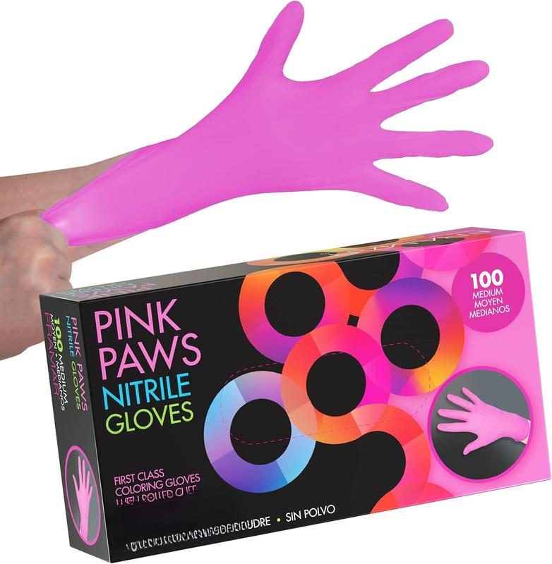 Pink Gloves Disposable Latex Free  Pink  Gloves Medium, Latex Free Gloves Medium, Plastic Gloves Disposable, Guantes de Nitrilo, Cleaning Gloves Medium, Non Latex Gloves