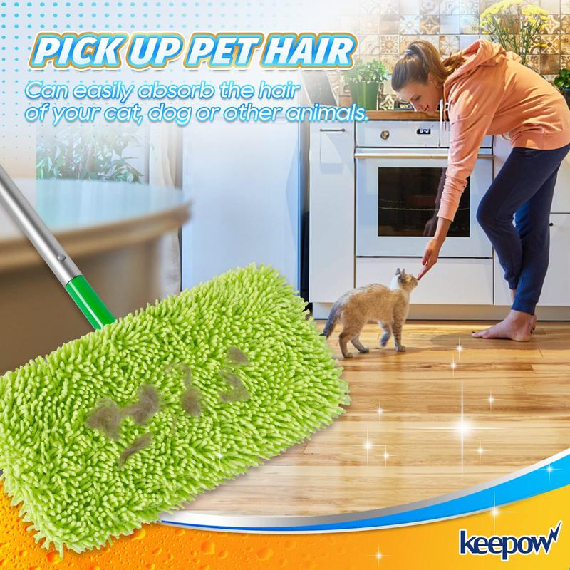 KEEPOW Reusable & Washable Cloths for Swiffer Sweeper Microfiber Mop Pads, 2 pack (Mop is Not Included)