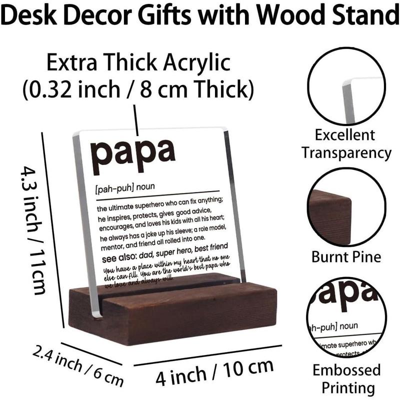 Grandpa Gifts, Papa Gifts, Grandfather Gift, Unique Gifts for Grandpa, Grandpa Birthday Gifts, Papa Gifts from Fathers Day for Papa Gifts Acrylic Plaque Home Desk Signs