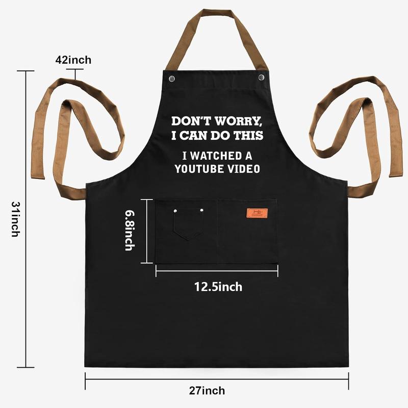 Father's Day Gifts for Dad, Gifts for Husband, Boyfriend, Brother, Men Unique Birthday Gifts, Funny Gifts for Mom, Dad Gifts From Daughter Son – BBQ Cooking Chef Apron 3 Pockets, Kitchen Gifts Christmas Accessory Adjustable Baking Cotton Grandpa