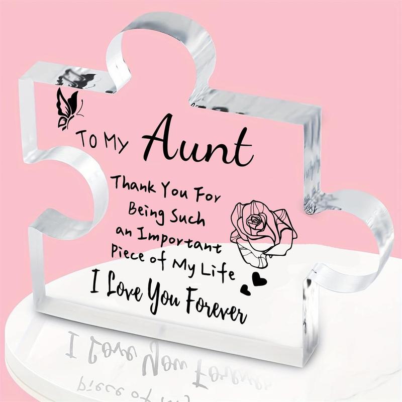 Acrylic Puzzle Shaped Decoration, Home Office Desktop Ornaments, Creative Gift for Auntie