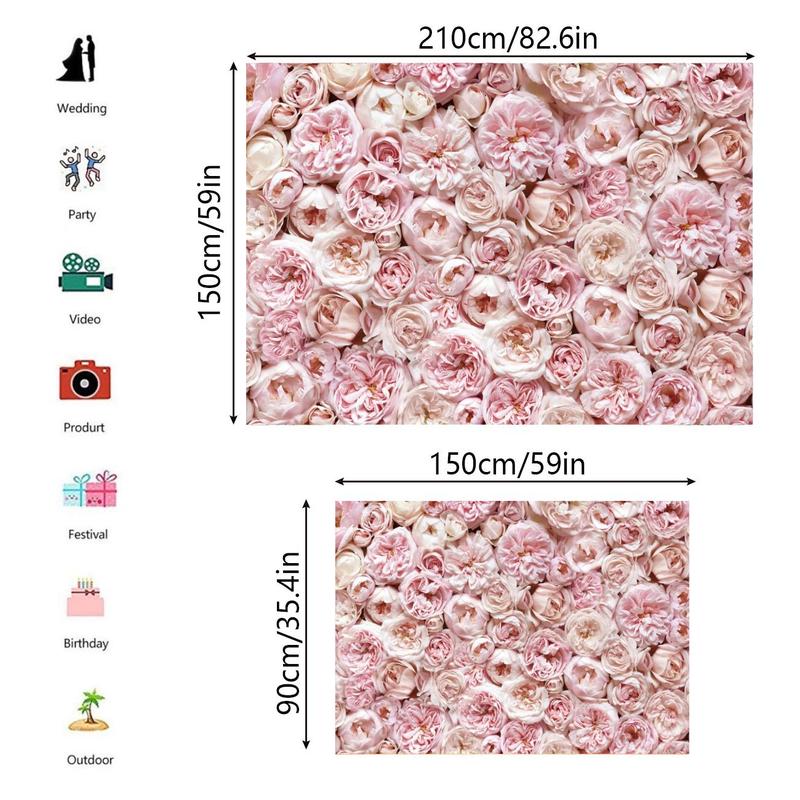 Flower Rose Pattern Photography Backdrop, Floral Pattern Photo Background Cloth, Photo Props Backdrop for Wedding Party Decoration, Birthday Party Decoration Supplies