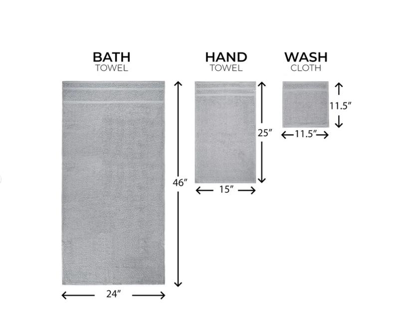 Set of 10 Towels with Upgraded Softness & Durability, Grey Bath Border