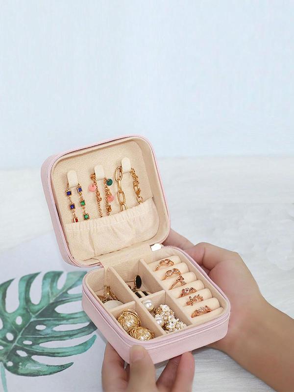 Summer Jewelry Storage Box, Portable Zipper Multi-grid Travel Jewelry Organizer, Great For Earring Necklace Bracelet Key