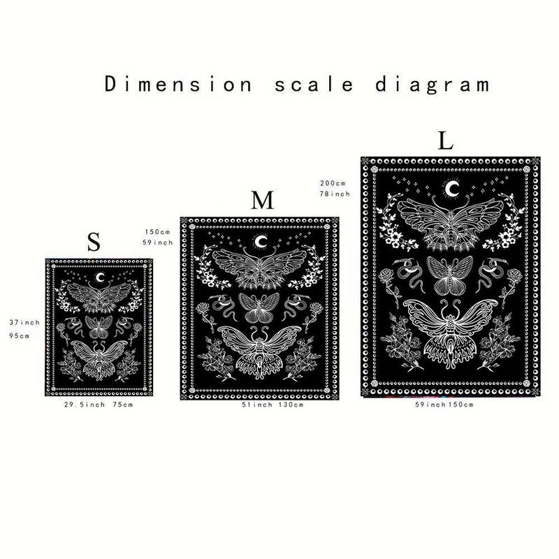 Moon & Butterfly Pattern Tapestry, 1 Count Wall Hanging Decor Tapestry for Home Office Living Room Dormitory, Bedroom Accessories