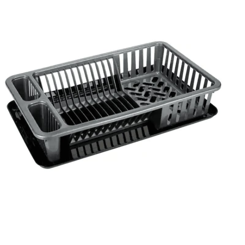 Large Dish Rack with Tray in Silver