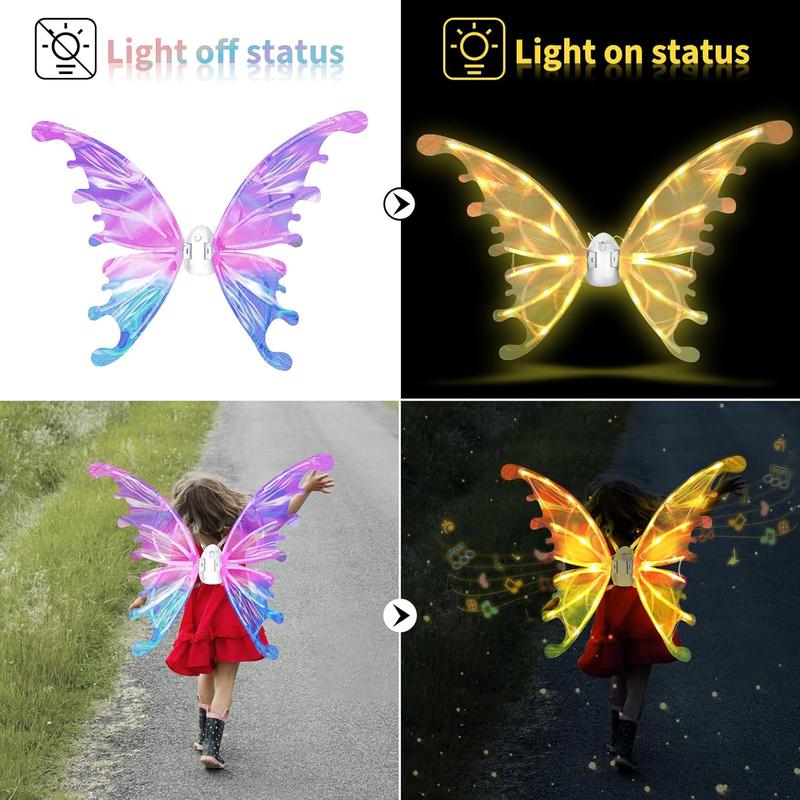 Electric Fairy Butterfly Wings with LED Lights -Perfect Party Accessory for Giris Women with Moving Butterfly Wings Halloween Butterfly