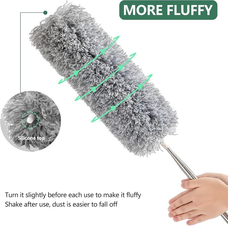 Ultra-Long 100-Inch Duster with Extension Pole for Effective Cleaning Flexible Microfiber Head for Washing Ceiling Fans and Reaching High Ceilings and Furniture