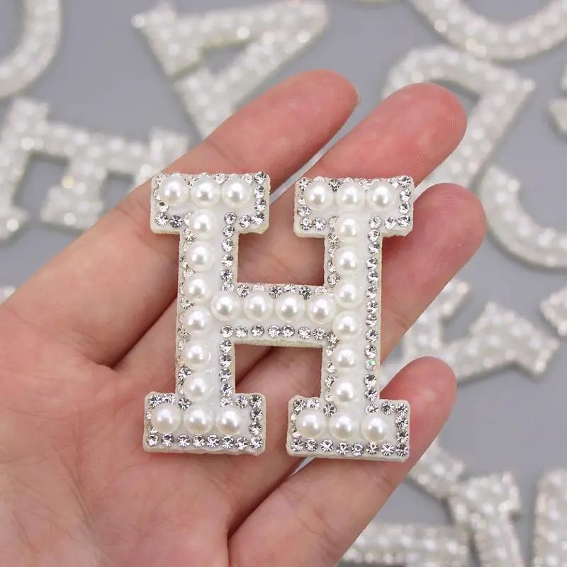 Faux Pearl & Rhinestone Decor Letter Sticker, 1 Count Self-adhesive Letter Decal for DIY Craft Home Decoration, Gifts for Family Friends New House