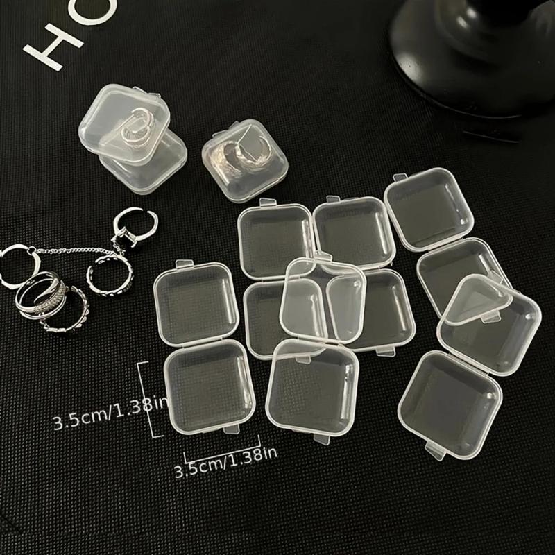 Portable Clear Jewelry Organizer, 40pcs Jewelry Storage Box with Lid, Small Square Earrings Rings Storage Box, Home Storage Supplies,  Storage Containers