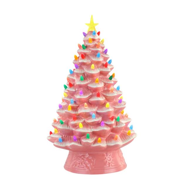 Mr. Christmas. 18 Inch Nostalgic Ceramic Tree - Pink Green White