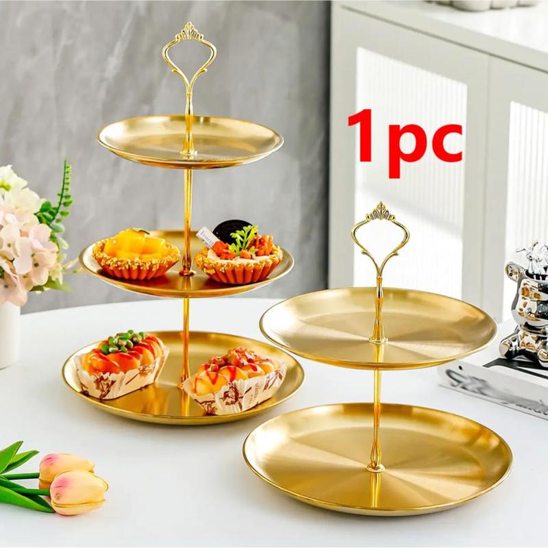 2 3 Layer Cake Stand, Stainless Steel Detachable Cake Display Tray, Fruit Snack Candy Tray, Kitchen Storage Organizer for Home Restaurant Buffet Wedding Party