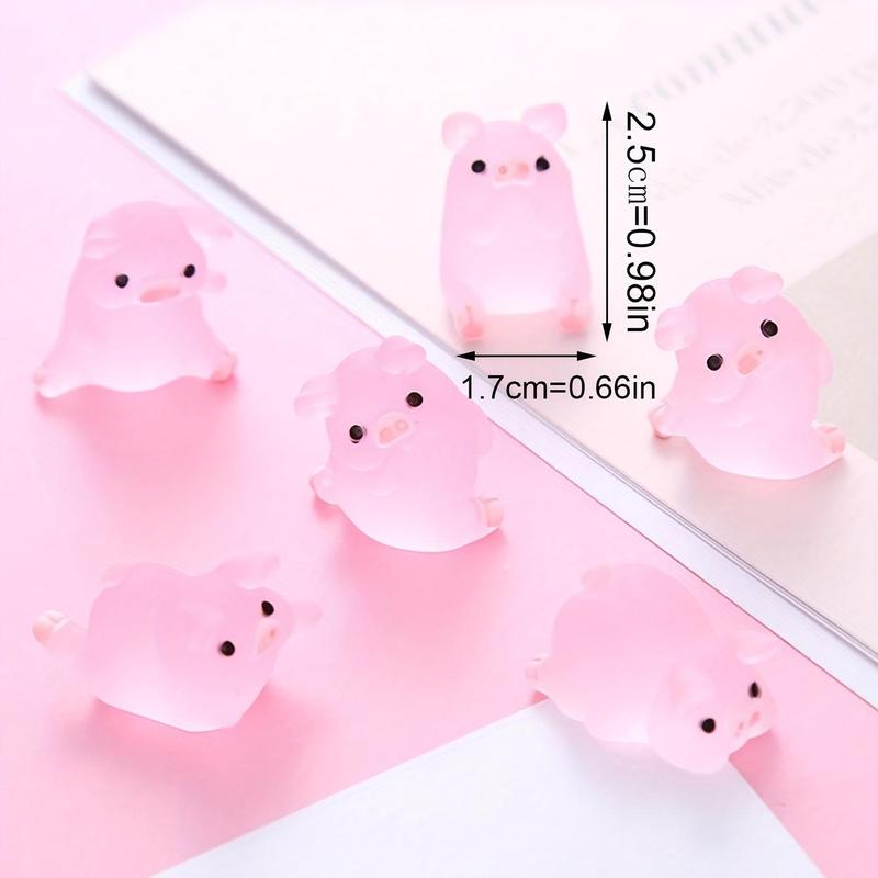 Cruel Summer Luminous Piggy Design Craft, 6 Counts Sweet Furniture Home Decoration Creative Pig Shaped Decoration, Home Decor Statues, Saving Challenge Gift for Kids, Gift for Mom